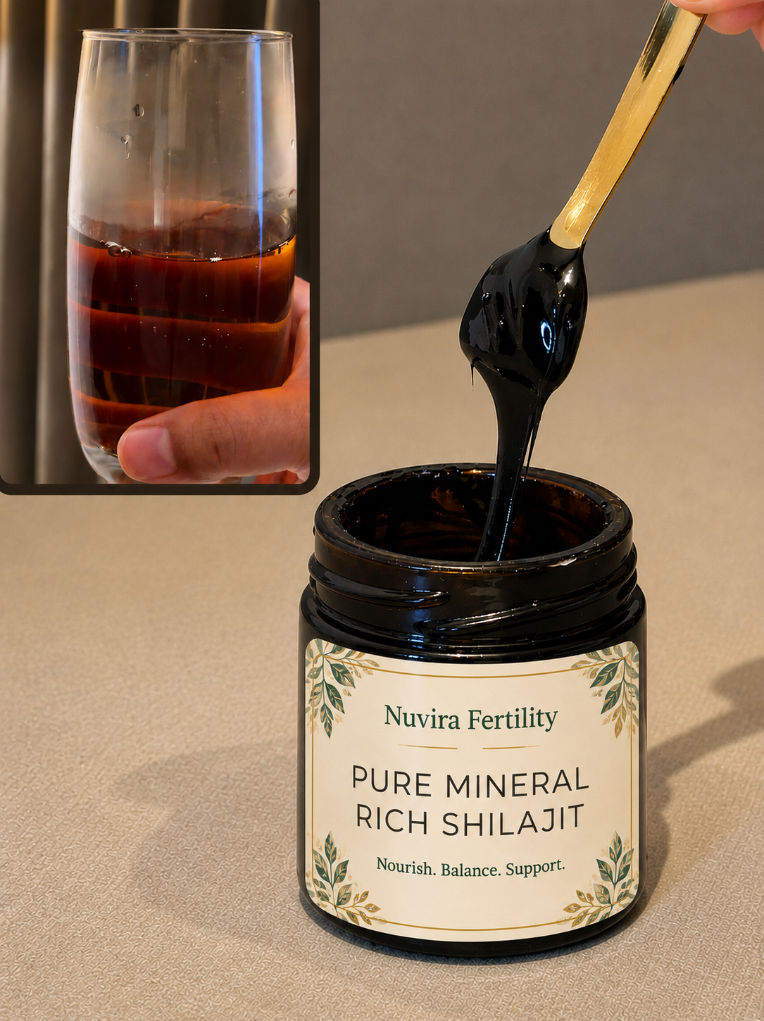 Pure mineral rich shilajit resin jar from Nuvira Naturals